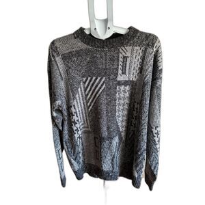 Le Tigre Vintage Black White Mens Tall XXL Patterned Sweater Grandpa Retro